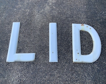 Vintage 24" White Porcelain Enamel Metal Sign Letters