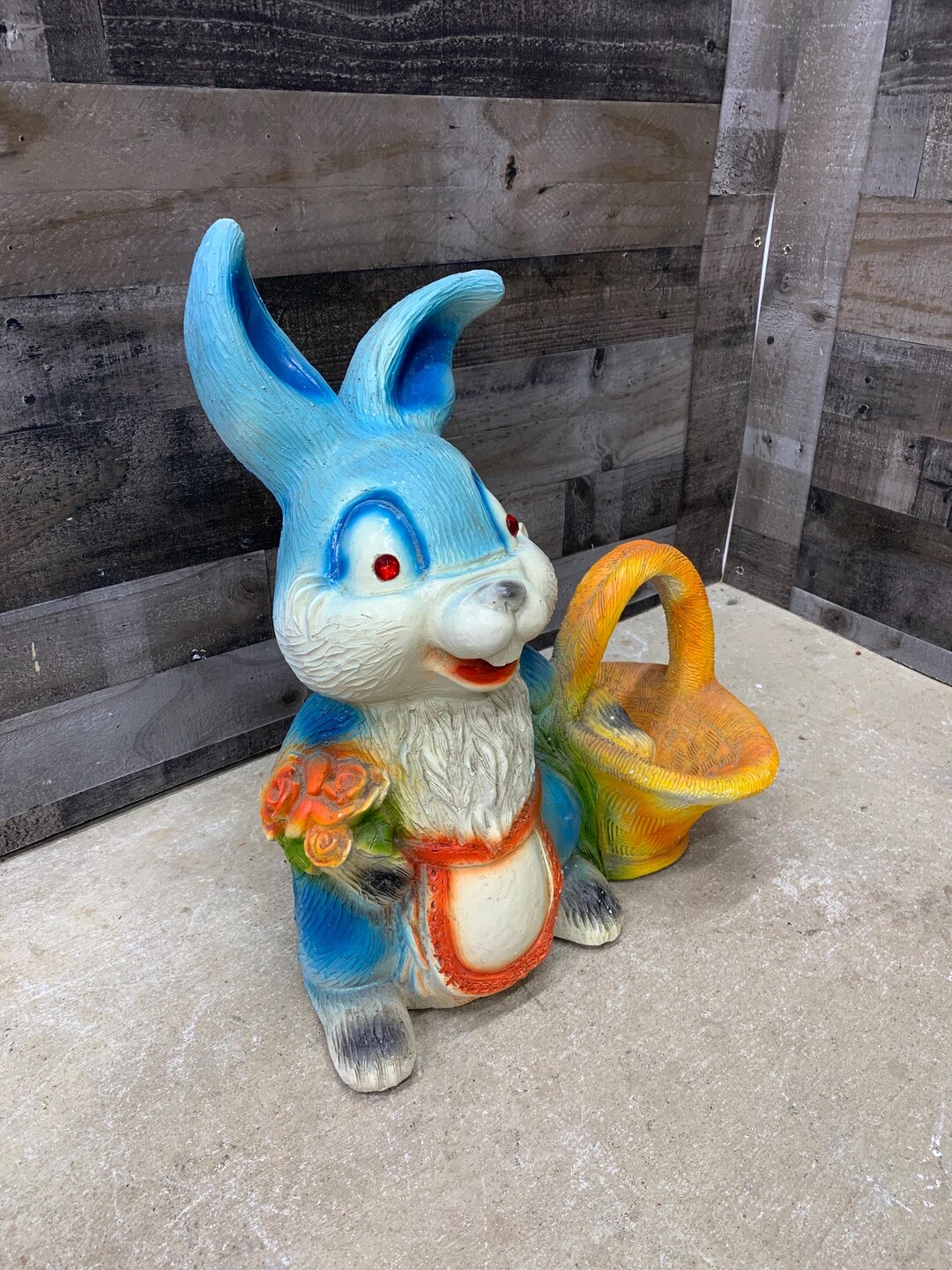Antique 1940's Era Giant Chalkware Rabbit With Basket - Etsy