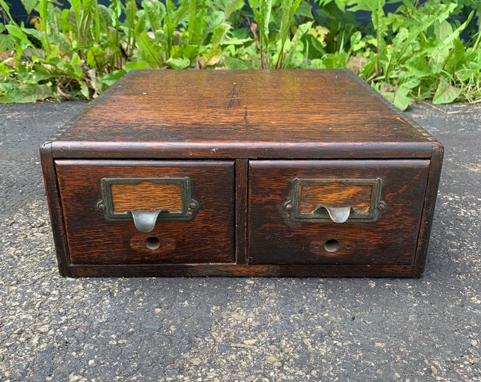 Antique 1890's Quartersawn Oak Card Catalog 2 Drawer Etsy