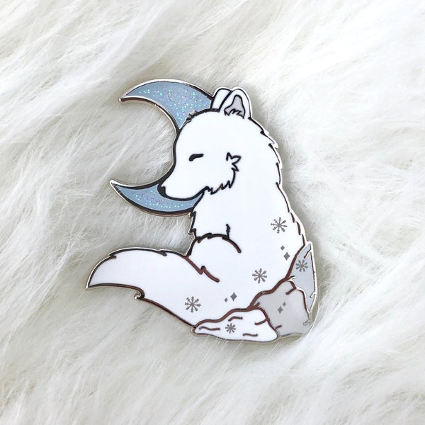 Snow Pup Hard Enamel Pin - Siberian Husky Winter White Wolf Lapel Pin Dog Badge