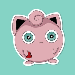 May include: A pink cartoon character with a curled tail, large blue eyes, and a small red heart in its hand. The character is standing on a white background.
