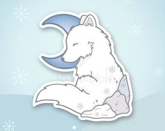 Snow Pup 3” Die Cut Vinyl Sticker - White Husky Wolf Dog - Waterproof Water Bottle Decal - Laptop, Car Bumper Sticker