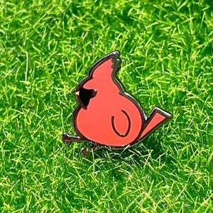 Cardinal Enamel Pin - Small Woodland Friends Bird Familliar Lapel Badge Filler Mini Pin Tabauble