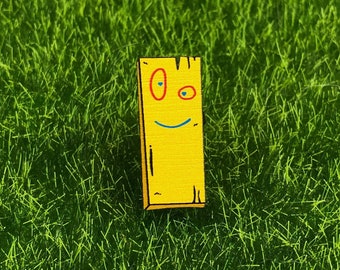 Plank Lapel Pin - Real Wood Badge Cartoon Network Millennial Pin