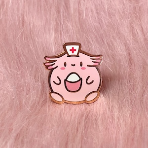 Egg Attendant, Cute Nurse Healing Support Pink Hard Enamel Lapel Pin