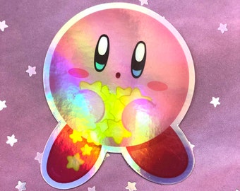 3” Starboi Diecut Vinyl Sticker - Holographic Kirby Poyo