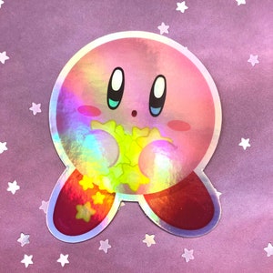 3” Starboi Diecut Vinyl Sticker - Holographic Kirby Poyo