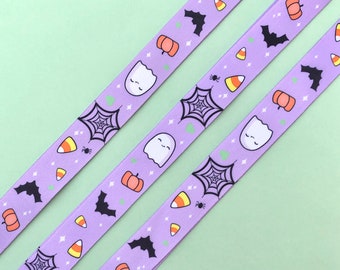 Spooky Cuties 18” XL Lanyard, Pastel Halloween Ghost Badge Holder, Lobster Claw Clasp