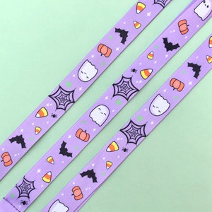 Spooky Cuties 18” XL Lanyard, Pastel Halloween Ghost Badge Holder, Lobster Claw Clasp