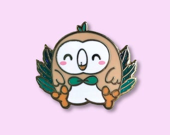 Owl Boi Hard Enamel Pin - Cute Bird Glitter Feathers Lapel Pin - Kawaii badge