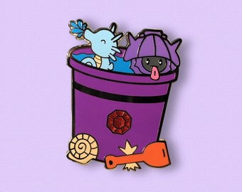 Sand Frands, Seahorse and Clam Beach Bucket Sand Pail Hard Enamel Lapel Pin