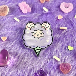 Cotton Ramdy Acrylic Lapel Pin Cute Ram Sheep Aries Kawaii Badge image 1