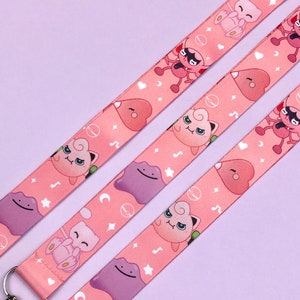Pink Pals 18” XL Lanyard - Pink Pastel Monster, Cute Fairy Badge Holder Video Game