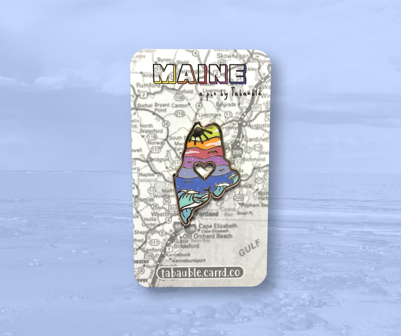 Maine State Enamel Pin I Love Maine Hard Enamel Lapel Pin New England Beach image 1