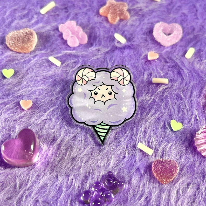 Cotton Ramdy Acrylic Lapel Pin Cute Ram Sheep Aries Kawaii Badge image 1