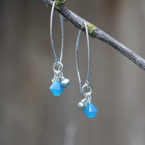 Blue Moon's Matching Earrings: Swarovski Crystals, Freshwater Pearls & Sterling Silver image 1