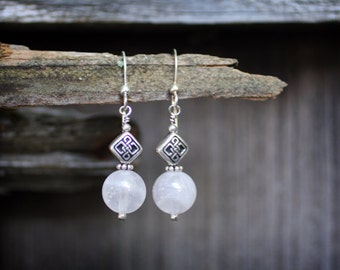 Rose Quartz and Celtic Knot Earrings: 50% purchase price donated...(read more below)