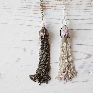 Antique brass tassel necklace FREE shipping image 6