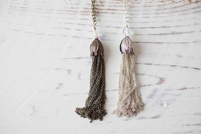 Antique brass tassel necklace FREE shipping image 6