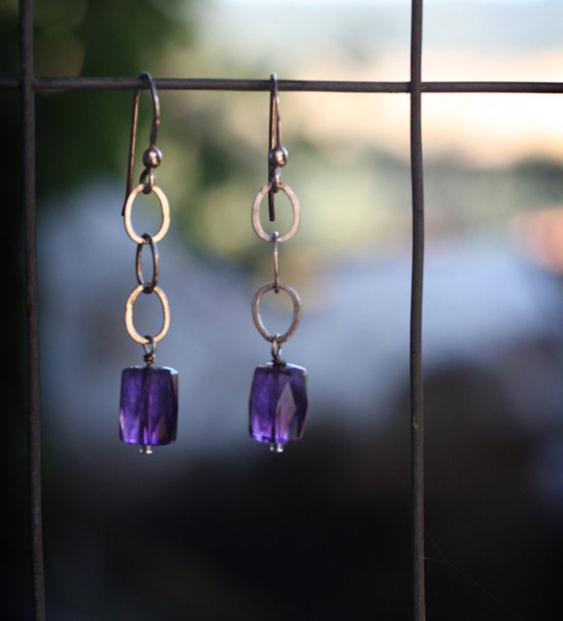 Amethyst & sterling silver earrings FREE shipping image 1