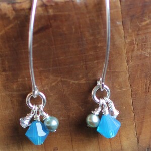 Blue Moon's Matching Earrings: Swarovski Crystals, Freshwater Pearls & Sterling Silver image 3