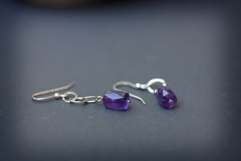 Amethyst & sterling silver earrings FREE shipping image 3