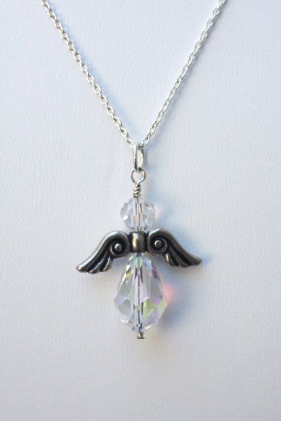 Swarovski crystal hotsell angel necklace