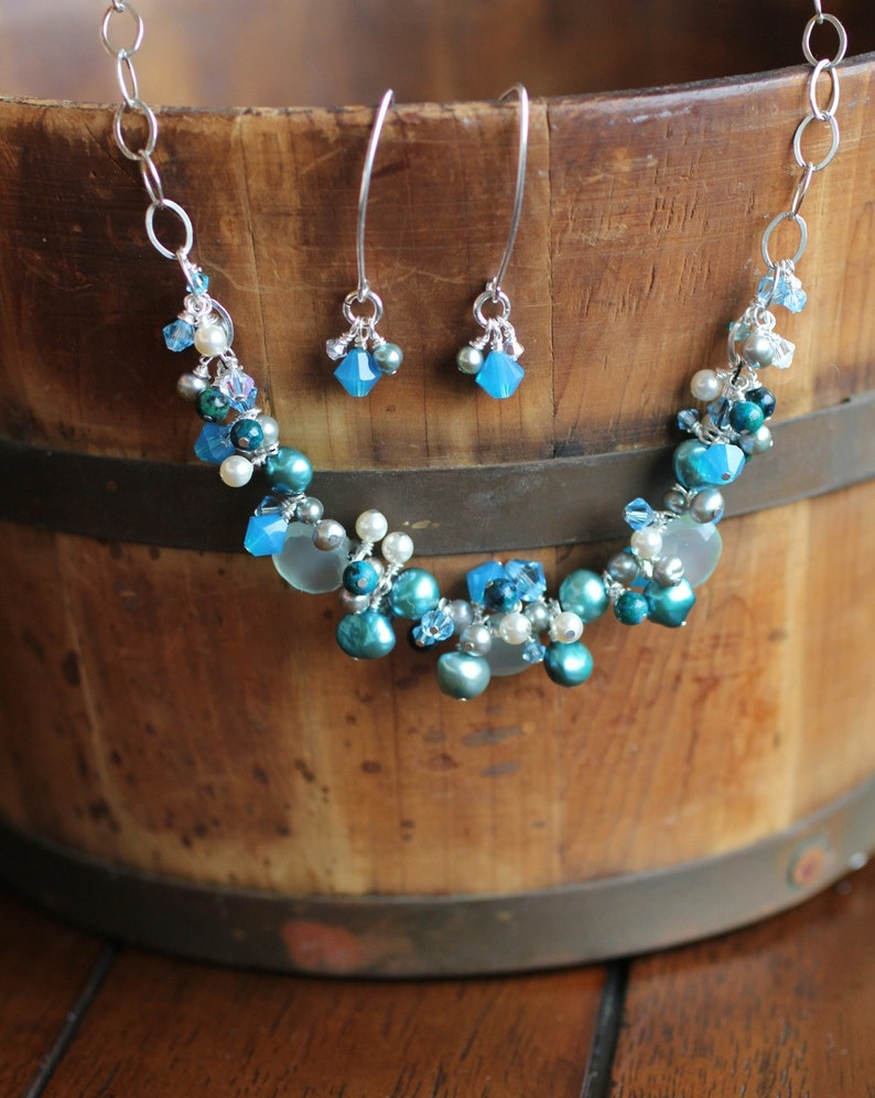 Blue Moon's Matching Earrings: Swarovski Crystals, Freshwater Pearls & Sterling Silver image 5