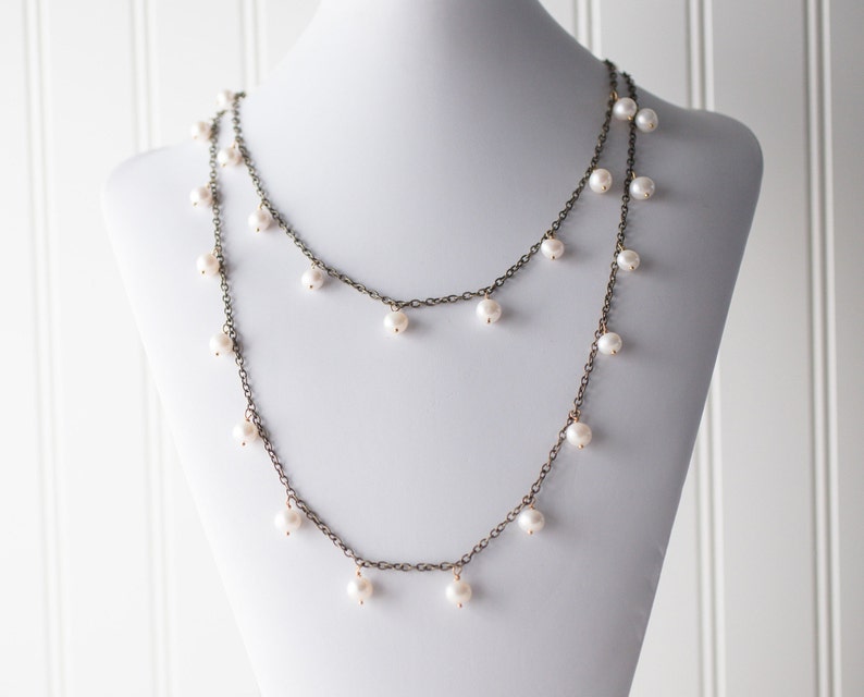 Pearl long necklace FREE shipping image 2