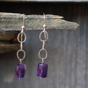 Amethyst & sterling silver earrings FREE shipping image 4