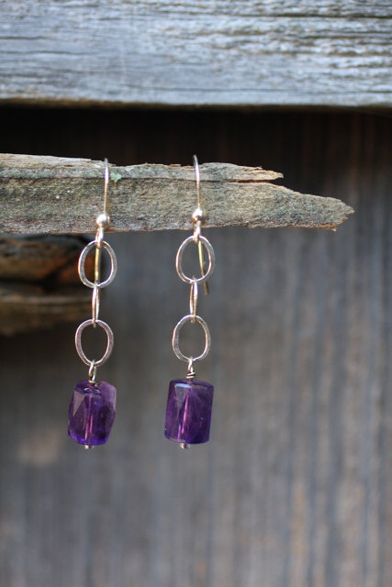 Amethyst & sterling silver earrings FREE shipping image 4