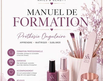 May include: A training manual for nail technology titled SN Nails & Beauty, featuring a collection of nail brushes, a nail file, a bottle of gel polish, a base coat, and a jar of builder gel, all branded with the SN logo and crown icon.