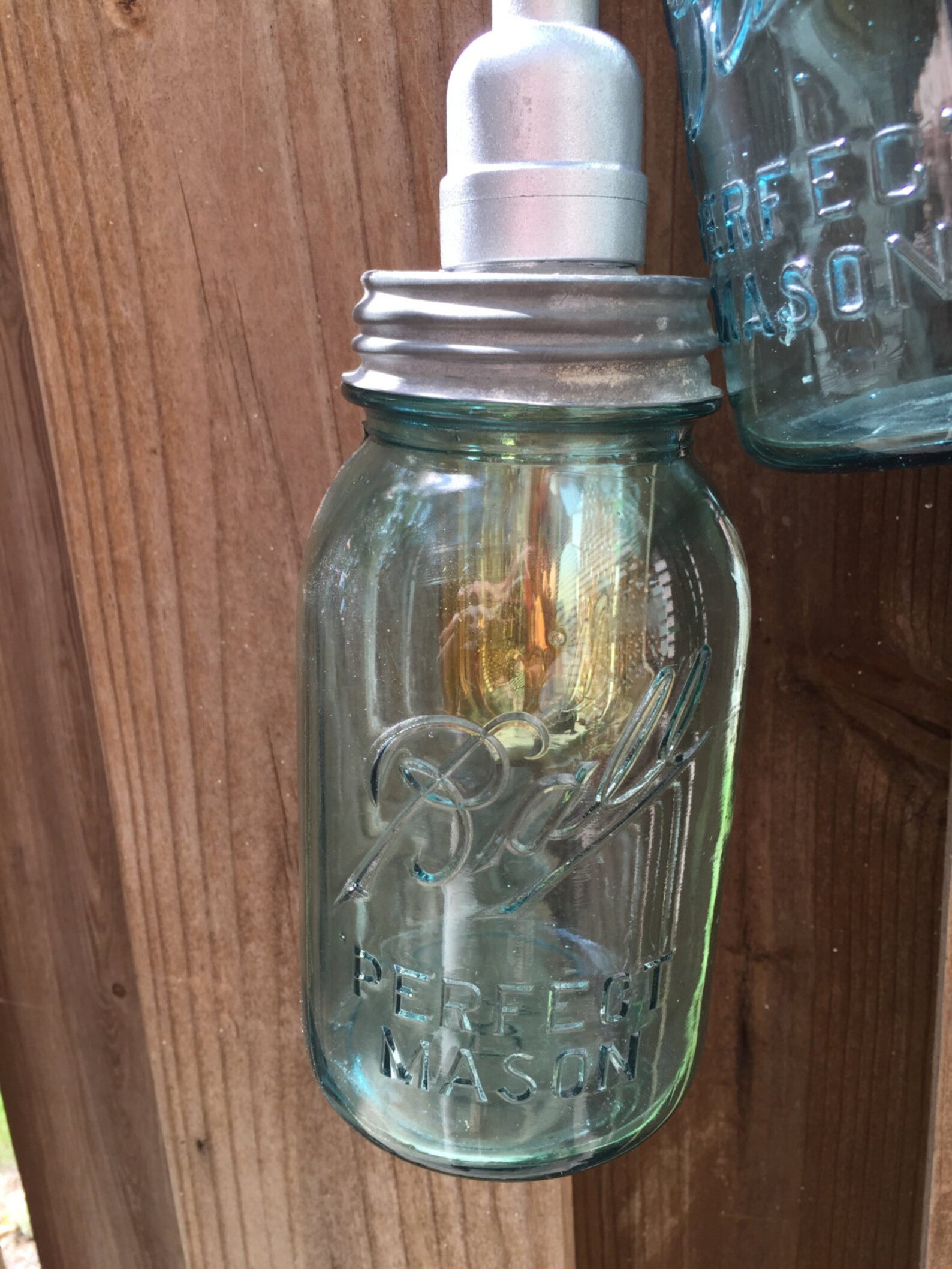 Blue Ball Jar Lights including Radio Bulb Etsy