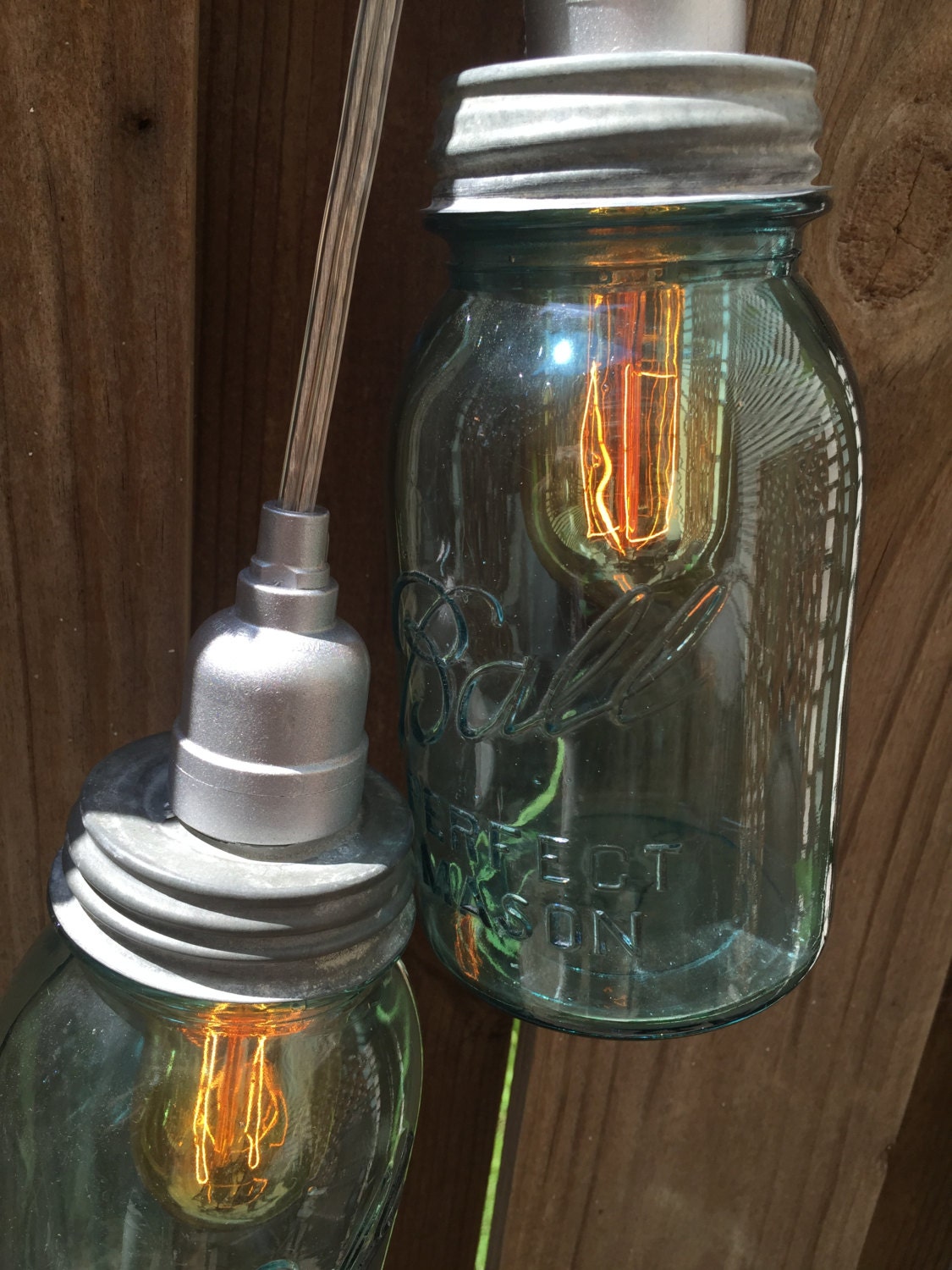 Blue Ball Jar Lights including Radio Bulb Etsy