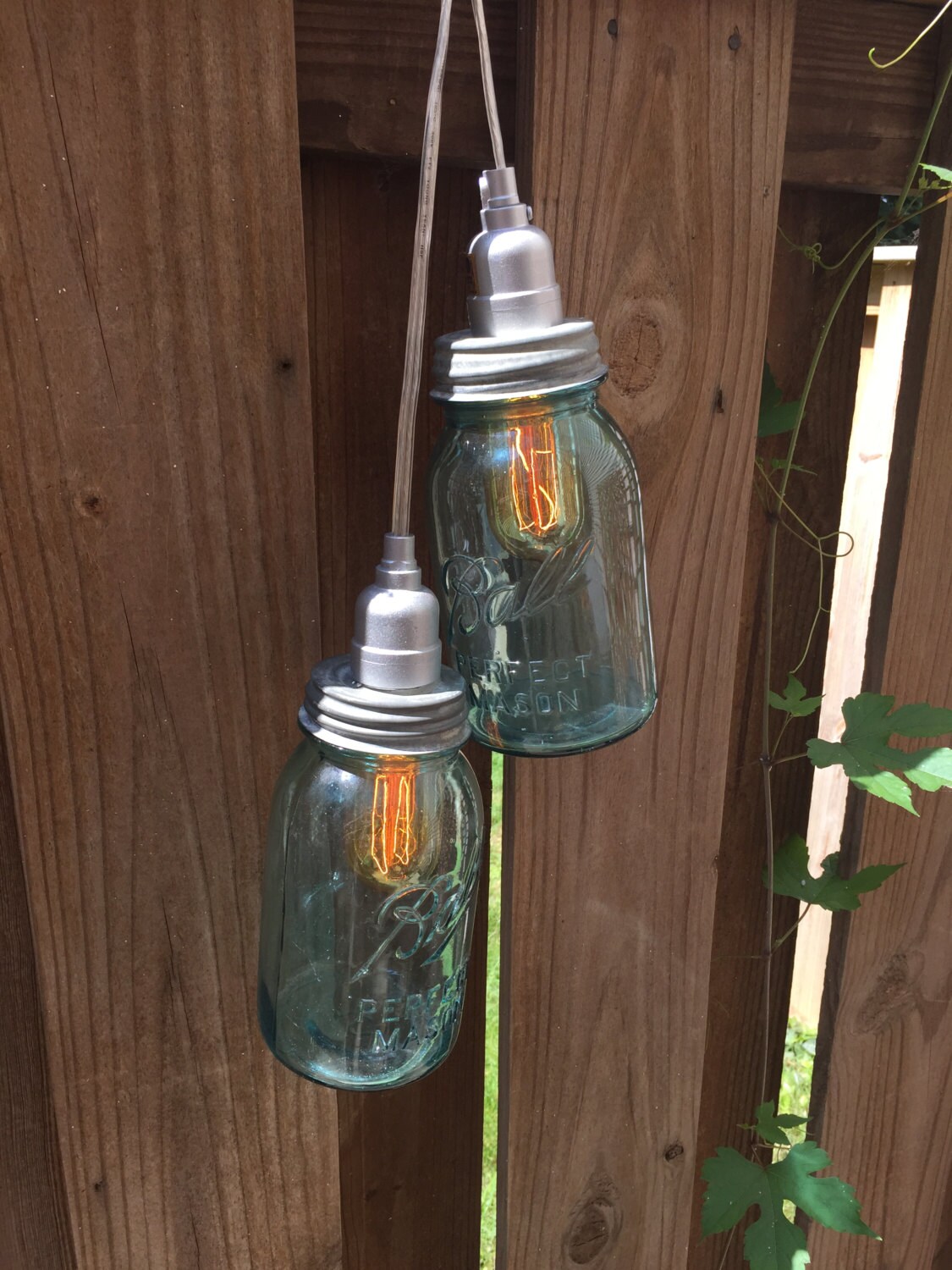 Blue Ball Jar Lights including Radio Bulb Etsy