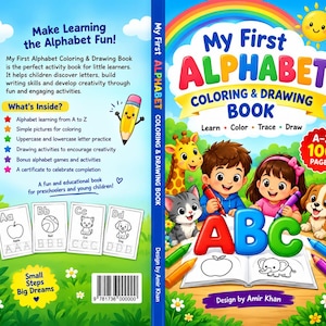My First Learning Abc MY FIRST ALPHABET: A-Z Coloring & Drawing Book for Preschoolers - Etsy