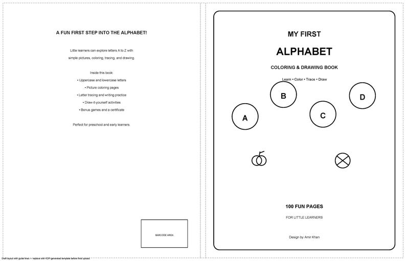 My First Learning Abc MY FIRST ALPHABET: A-Z Coloring & Drawing Book for Preschoolers - Etsy