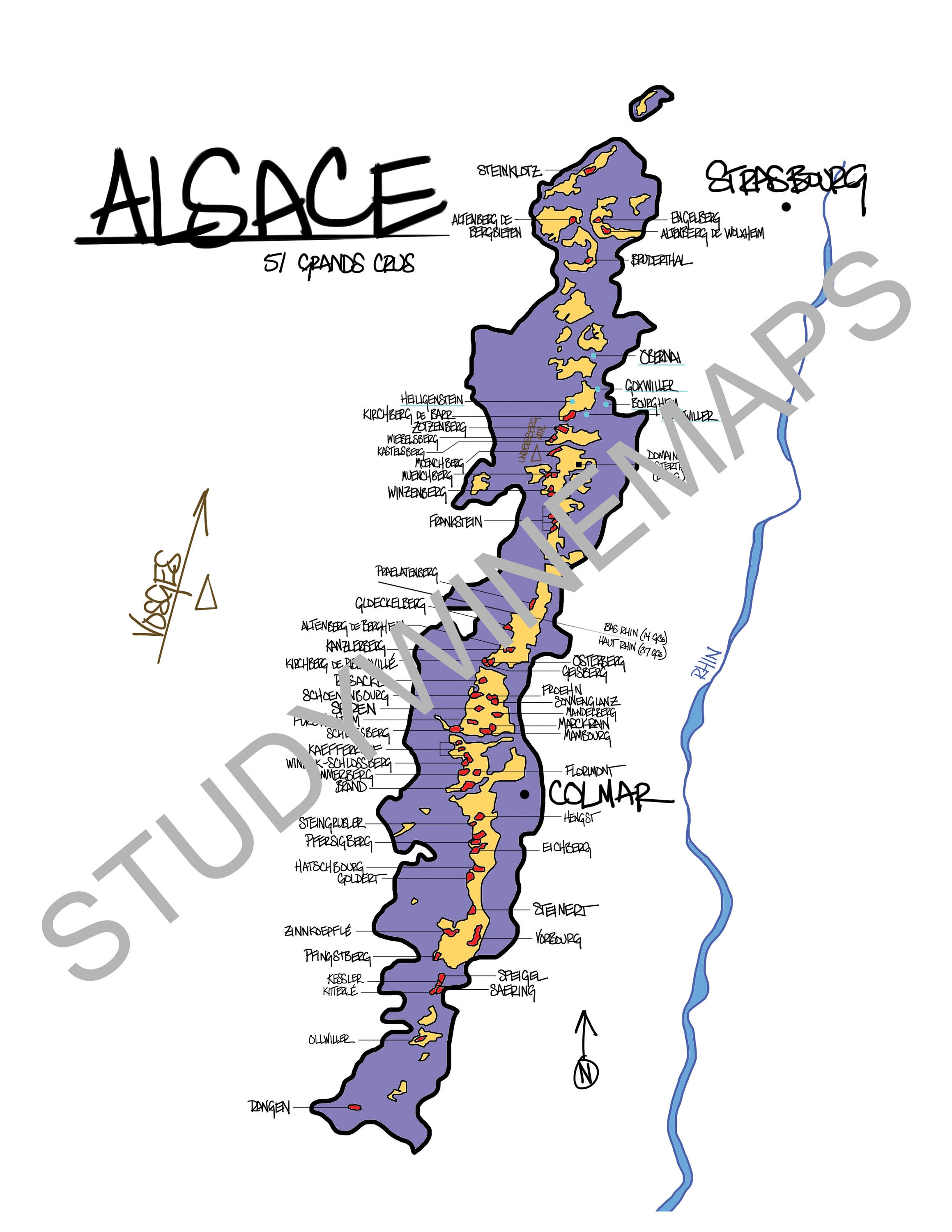 Alsace Wine Map Etsy