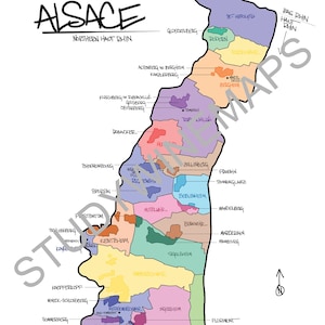 Carte des vins d'Alsace Nord Haut Rhin