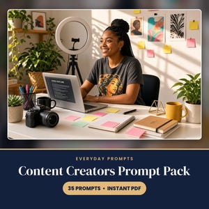 Content Creator AI Prompts | 35 ChatGPT Prompts for YouTube Scripts, Hooks, Titles, Content Calendar | Instant Download PDF