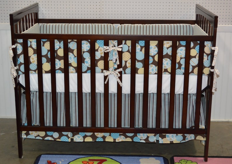 Teal Brown & Tan Geometric / 3piece Crib Bedding Etsy