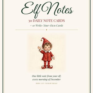 Bigliettini degli elfi stampabili / 30 bigliettini giornalieri degli elfi + 10 vuoti / Idee natalizie a tema elfi per bambini / Download immediato