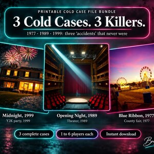 Cold Case File Bundle Vol 2, Printable Murder Mysteries, 1970s 1980s 1990s Detective Night