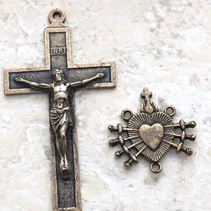 Our Lady of Sorrows - Seven Sorrows - Rosary Set -  Sterling Silver or Bronze - Vintage Reproduction - Made in the USA