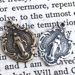Small Miraculous Medal - ONE - Bronze or Sterling - Miraculous Medal - Bronze Rosary Supplies (M-244)