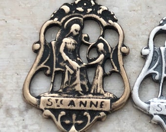 St. Anne Medal - Religious Medal - 7/8" - Bronze or Sterling Silver - Saint Medal - Patron of Mothers - Reproduction Medal - Made in USA