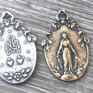 Miraculous Medal - 1&quot; - Bronze or Sterling - Miraculous Medal - Bronze Miraculous Medal - Reproduction Medal - Made in USA