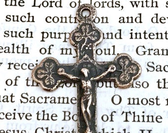 Irish Shamrock Crucifix - 1 5/8" - Vintage Replica - Made in the USA (C17-1199)
