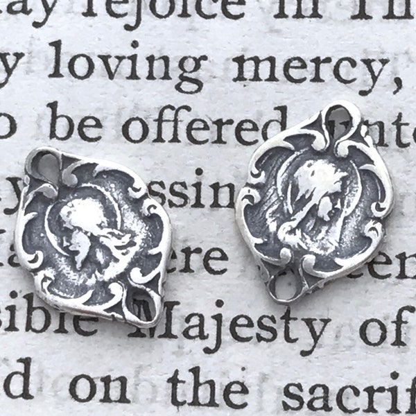 Jesus and Mary Links - SET of SIX - Bronze or Sterling Silver(L01-346)