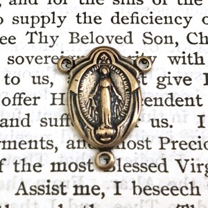 Small Miraculous Medal Rosary CENTER - 7/8" - Bronze, White Bronze, or Sterling Silver - Bronze Rosary Parts - Miraculous Medal (R-247)